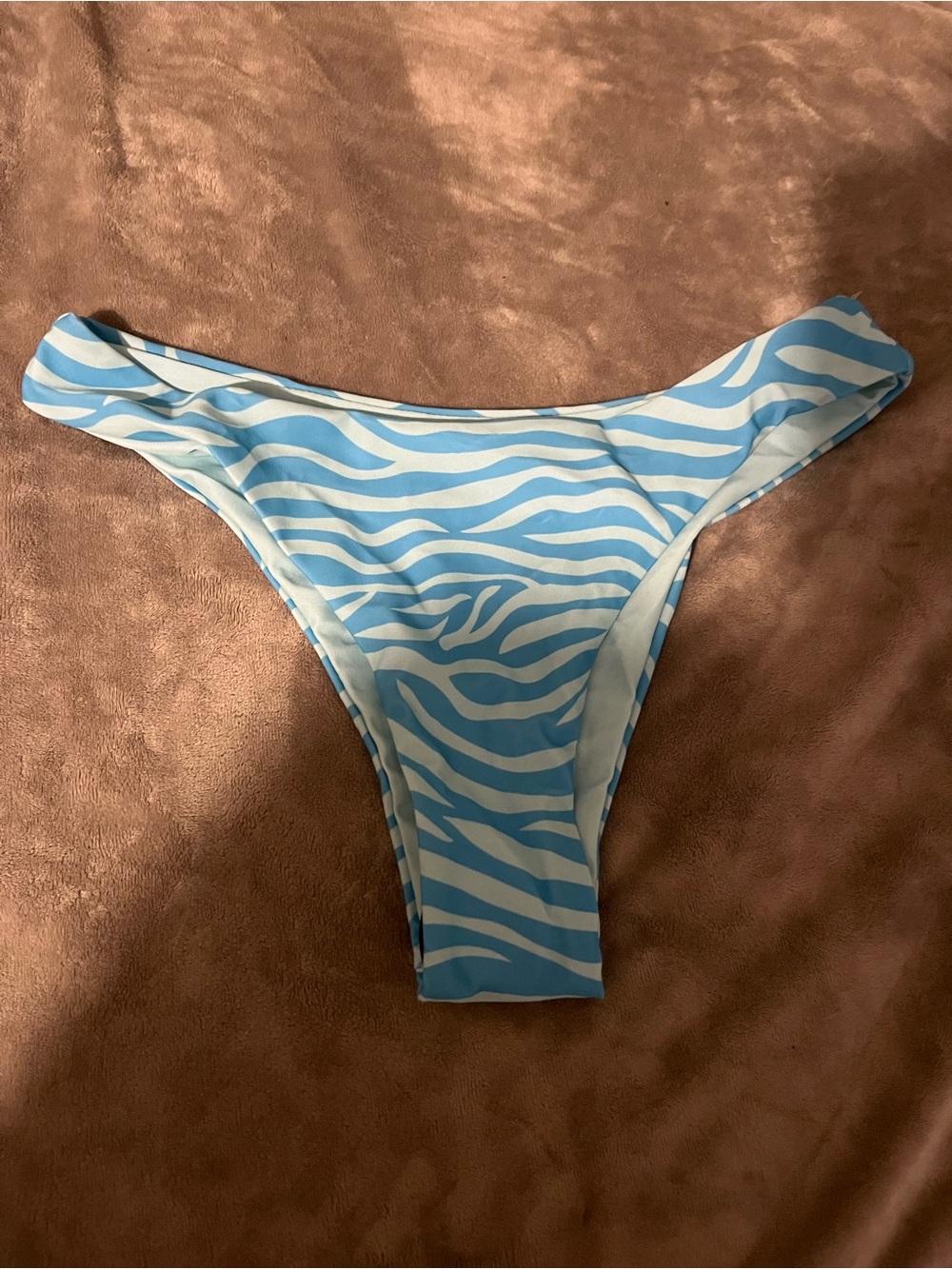 SHEIN Light Blue and White Zebra-Print Bikini Bottom
